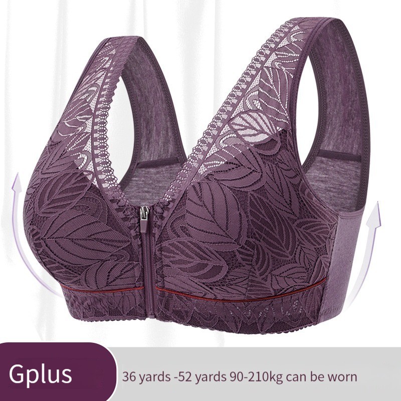 S-6XL Sujetador deportivo de yoga copas de algodón ropa interior con cremallera frontal transpirable para mujer sin anillo de acero camiseta sin mangas de encaje sujetador de talla grande