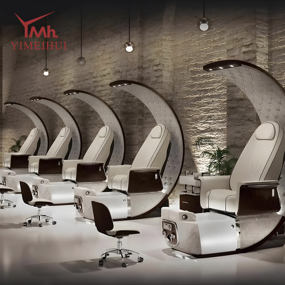 Luxuriöser Pediküre-Stuhl für Nagel-Spa-Salons, professionelle Fußpflege-Maniküre-Station mit hoher Rückenlehne, menschliche Berührung, Massage, moderne Möbel