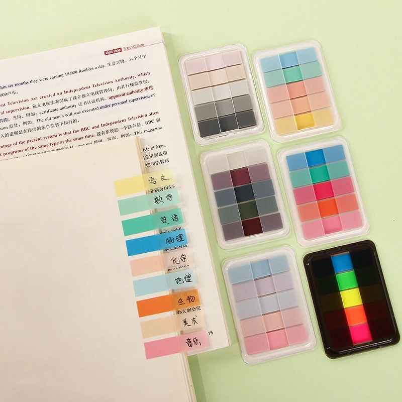 Macaron Color PET Memo Pad 100 Sheets Sticky Notes Self-adhesive Post Label Index Stickers Marker School A7692
