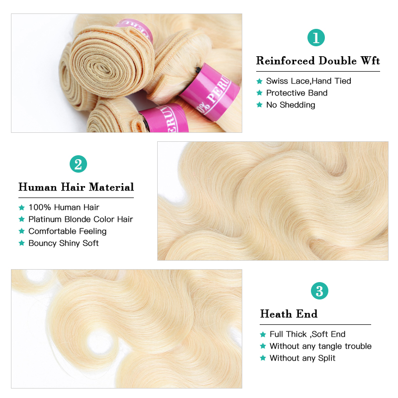 13X6 13x4 5x5 4X4สีบลอนด์ปิดด้วยลูกไม้ด้านหน้า HD 613เส้นผมมนุษย์ลอนตัว30 40นิ้วมัดด้วยการถัก3เส้นสไตล์บราซิล