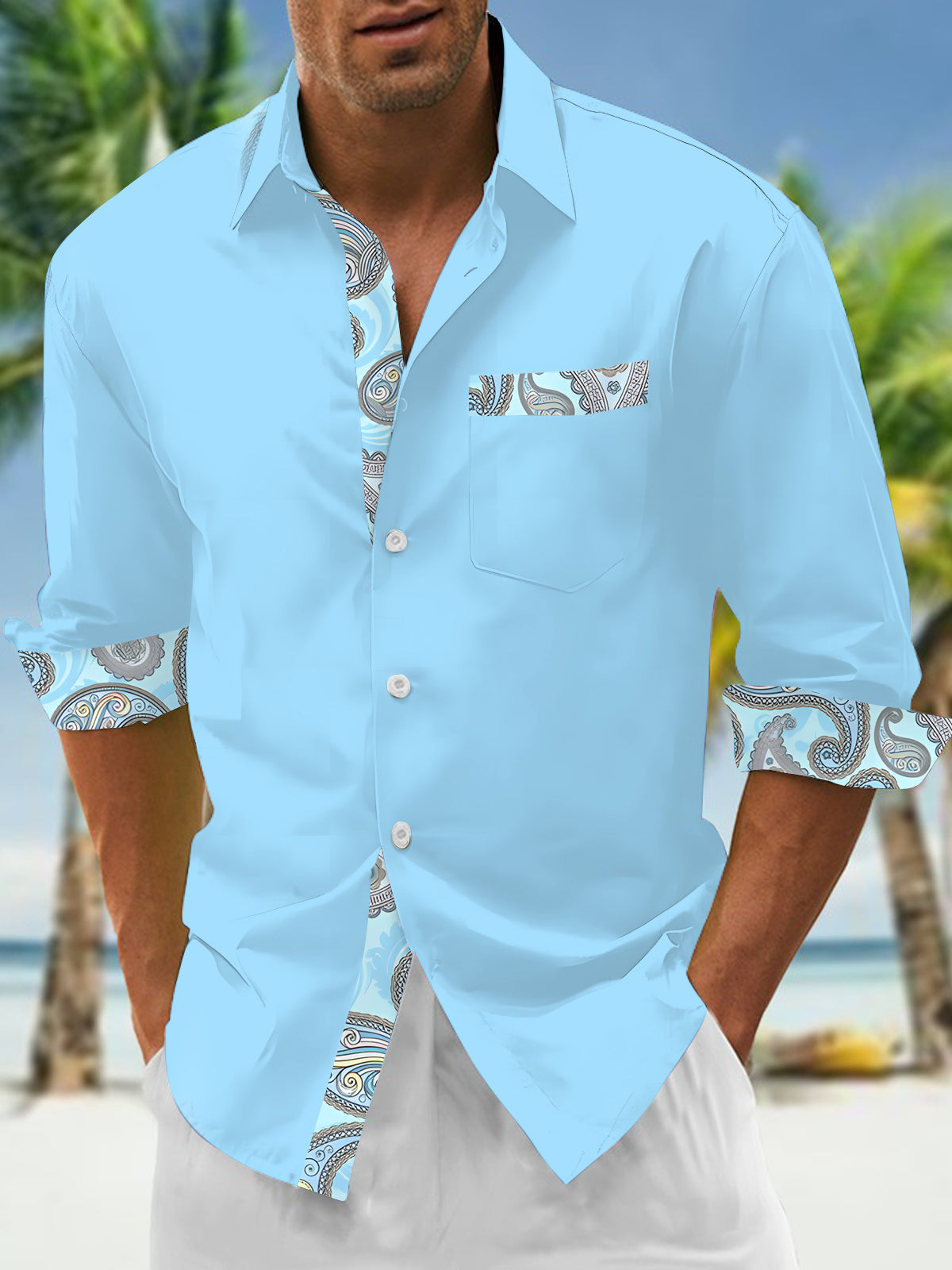 Men's shirts, button down shirts, casual shirts, spring and summer, printed long sleeves, daily, fashionable, comfortable