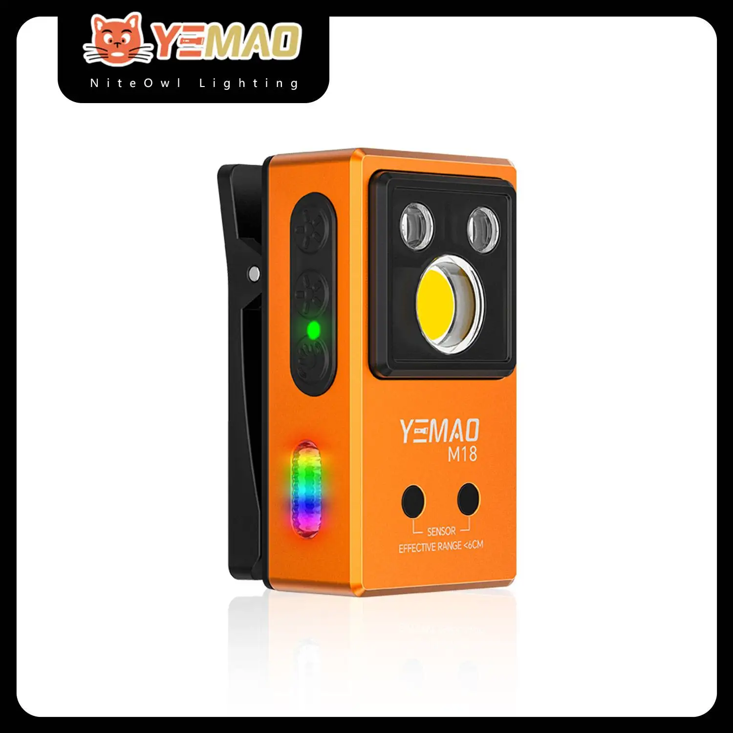 YEMAO M18 270LM linterna de bolsillo con Clip 7 colores RGB batería integrada de 500mAh recargable 6 luces EDC lámpara con Sensor magnético UVLight