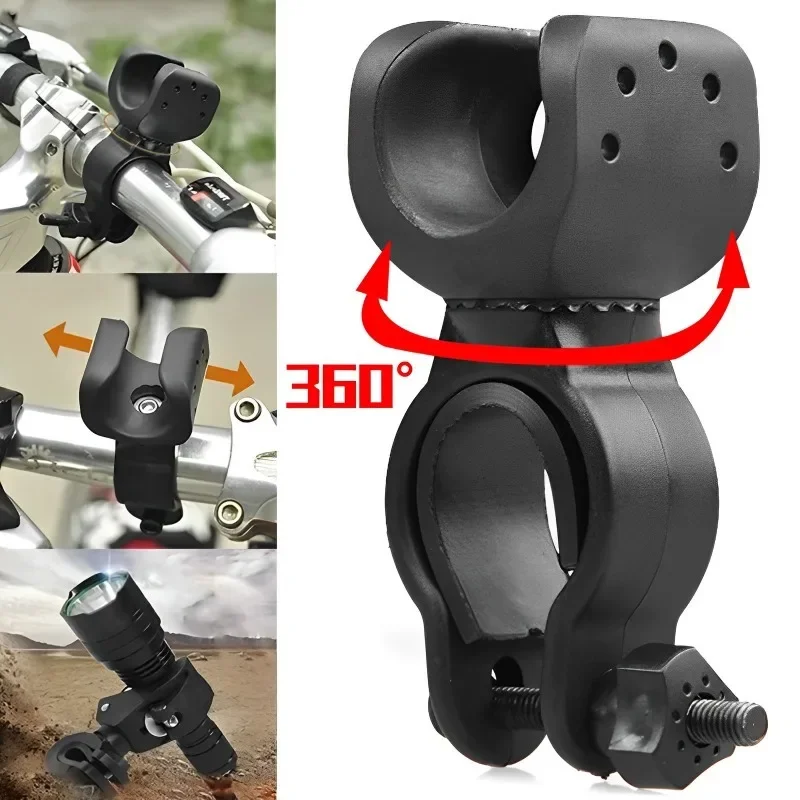 Soporte de luz giratorio de 360 grados para bicicleta de montaña y carretera, soporte para linterna LED, soporte Universal para linterna, Clip de luz delantera