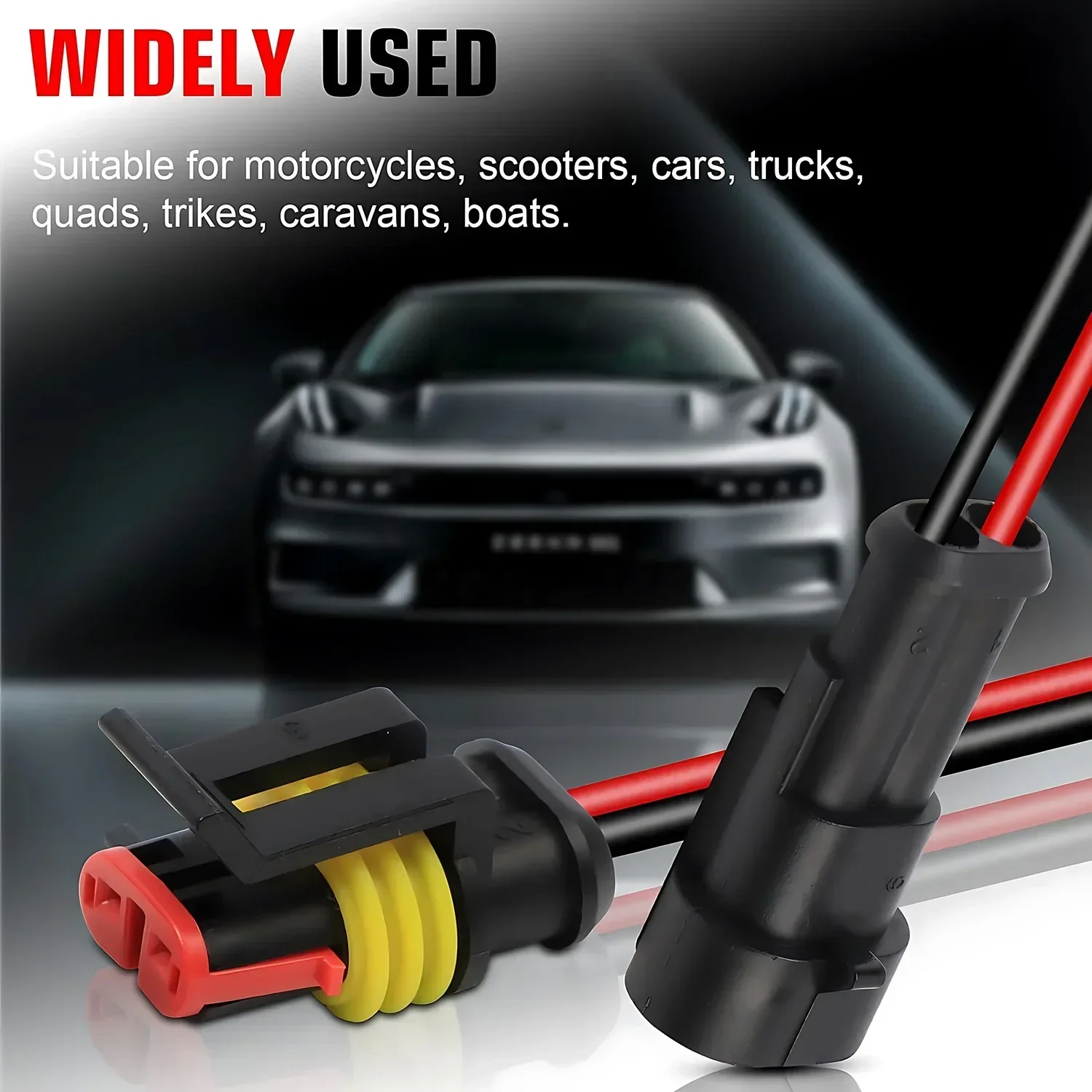 Conectores de cable impermeables de 2 pines: kit de conectores automotrices para automóviles, camiones, motocicletas, barcos marinos, reemplazo de conexión rápida
