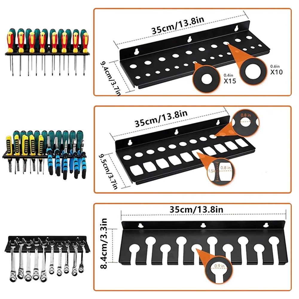 Screwdriver Organizer Tool Holder Pliers Holder,Hammer Rack,Wrench Organizer Wall Mount Display Rack Rail Hardware Tool Storage
