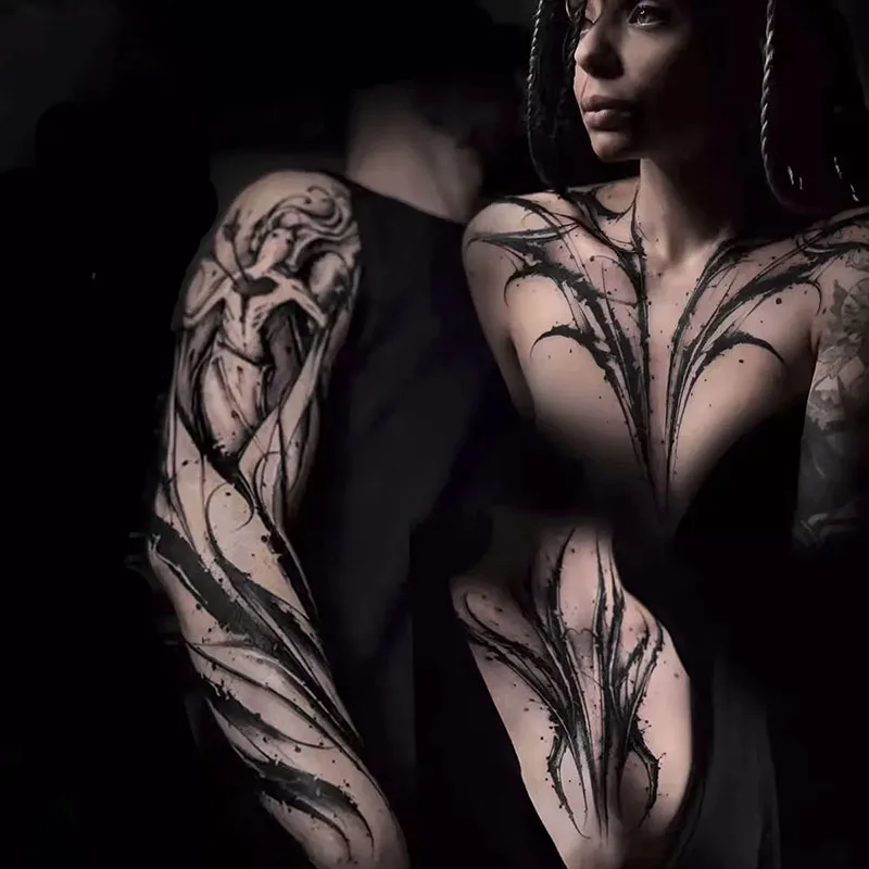 Wodoodporna tymczasowa naklejka na tatuaż kokarda węzeł seksowna koronka z motylkami kwiatowa na nogę tatuaże do ciała Flash Tatoo Fake Tatto dla mężczyzn kobiet