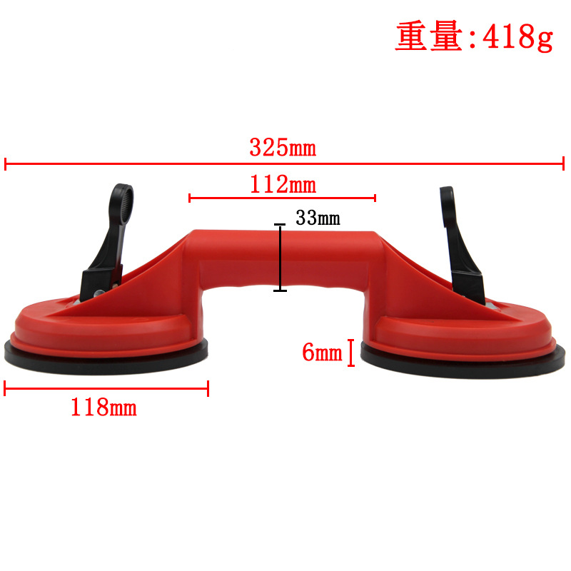 Plaque sous vide en aluminium à usage standard, ventouse, poignée, porte-verre, crochets, carrelage, élévateur, verre mobile, nervure de bosses