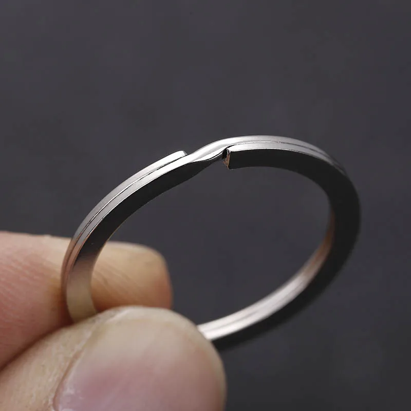 20 piezas de anillo plano para llaves, anillo plano de acero inoxidable, anillo plano de Metal, llavero para coche, fabricación de accesorios DIY