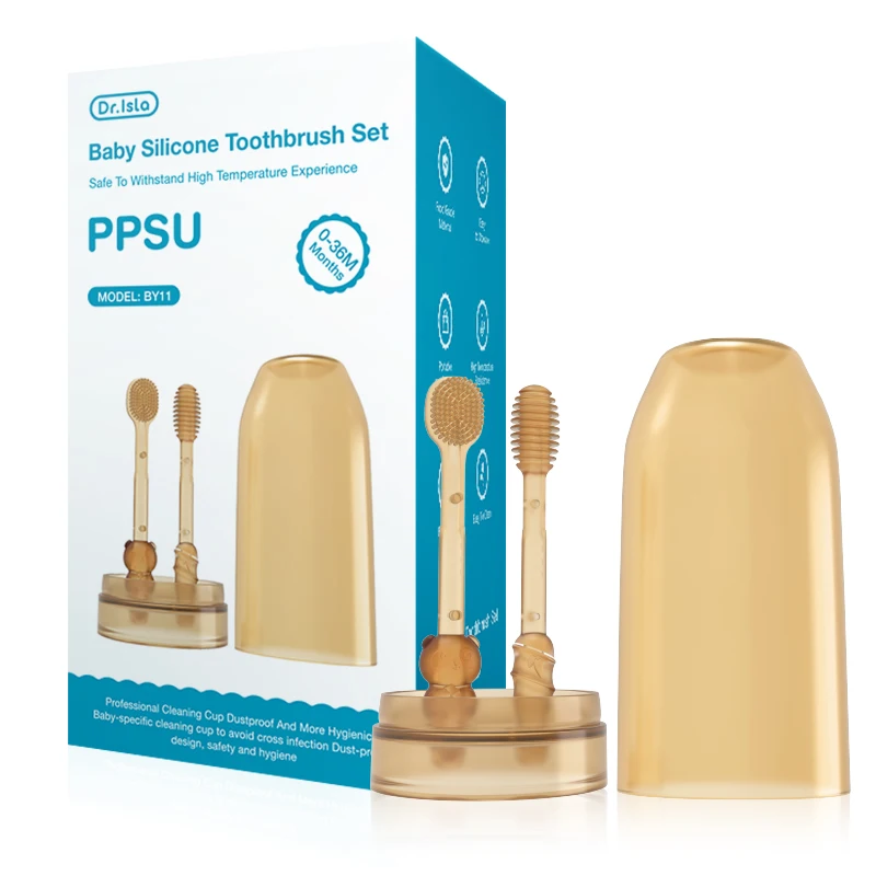 MAMIJOY 3-in-1 Baby Silikon Zungenbürste Säugling Kleinkind Mundpflege Zahnbürste Training Zahnbürste mit Abdeckung BPA frei BY11