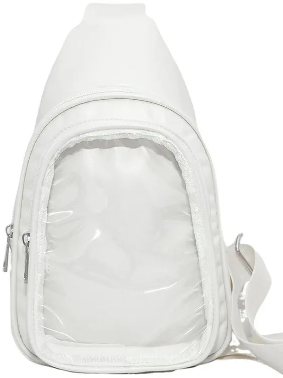 Bolsa de Peito Estilo Japonês para Meninas, Pequena e Transparente, Bolsa de Nylon com F de Zíper
