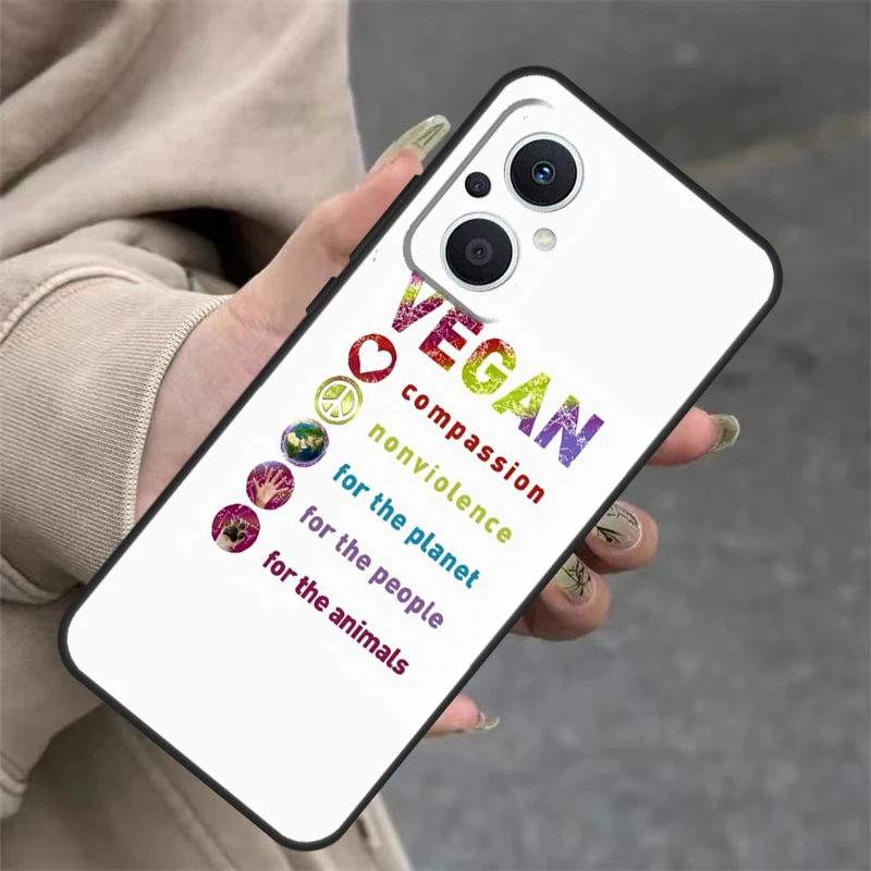 Casing VEGAN kutipan VEGAN LOVE VEGGIE untuk OPPO Reno 11 11F 10 Pro 4Z 5Z 8T 5 6 7 8 Lite OPPO Find X5 X6 Pro X2 X3 Lite sampul