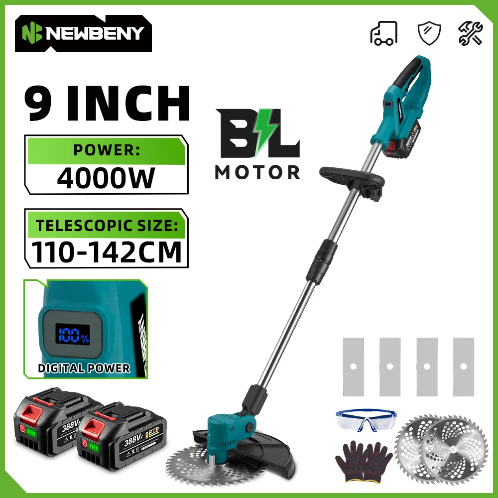 NEWBENY 4000W 9 Pollici Spazzole Tosaerba Elettrico Display Digitale Tagliaerba Riparazione Pelucchi Strumento di Potere Per Makita Batteria Spille