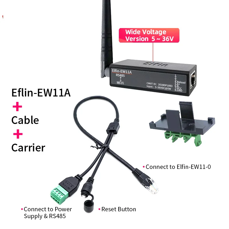 Dispositivos de rede sem fio EW11A Modbus TPC RJ45 RS485 para servidor serial WIFI DTU