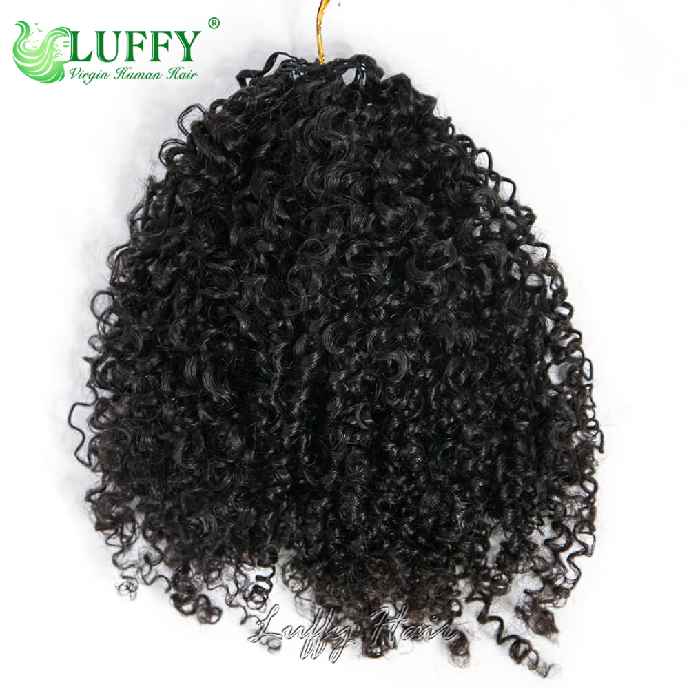 Strak Kinky Krullend Gehaakt Extensions van echt haar Voorgescheiden Herbruikbaar Veren Gehaakt haar Onzichtbaar Micro Loop Gehaakt haar