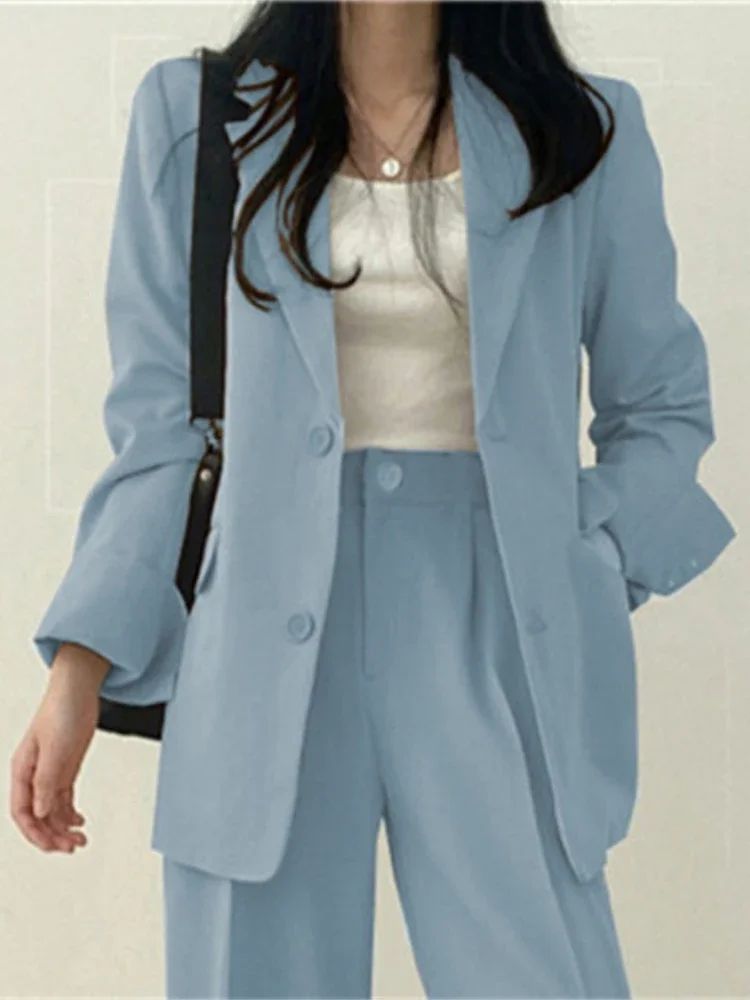Moda 2-częściowe zestawy damskie Stroje wiosenne jesienne Nowość w koreańskich zestawach spodni Dojazdy do pracy Elegancki garnitur Płaszcz 2-częściowe zestawy damskie Kurtka
