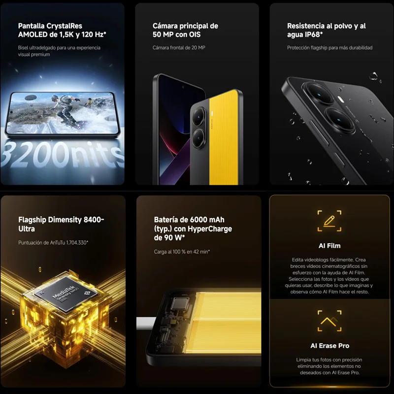 【Marchio+】POCO X7 Pro Smartphone Dimensity 8400-Ultra 6000mAh 90W HyperCharge Display AMOLED da 6,67" NFC Xiaomi HyperOS 2