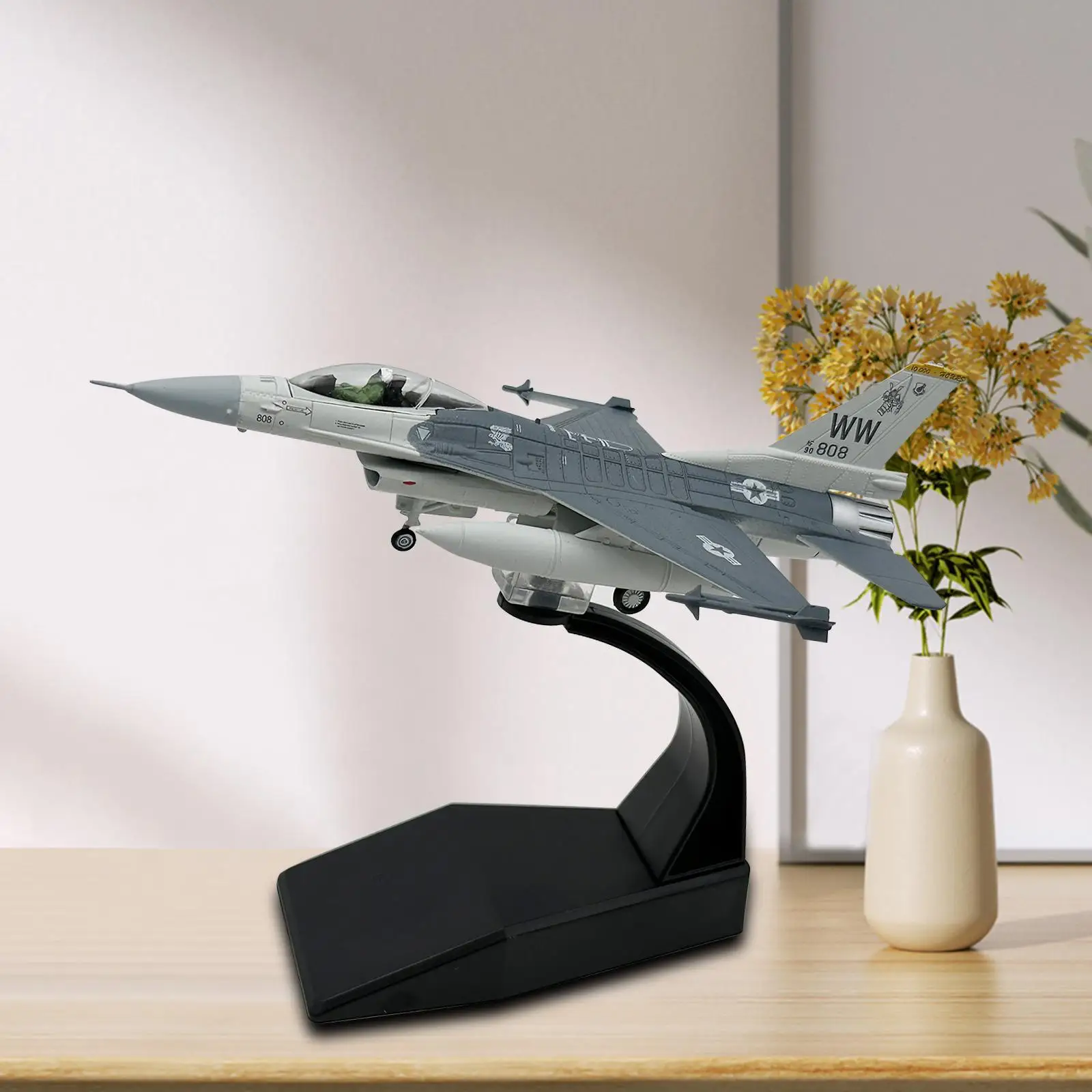 子供、消防士のおもちゃのためのf16c戦闘機モデル、高度なダイキャスト飛行機、家庭、寝室、棚、リビングルーム、デスクトップ装飾、1: 100