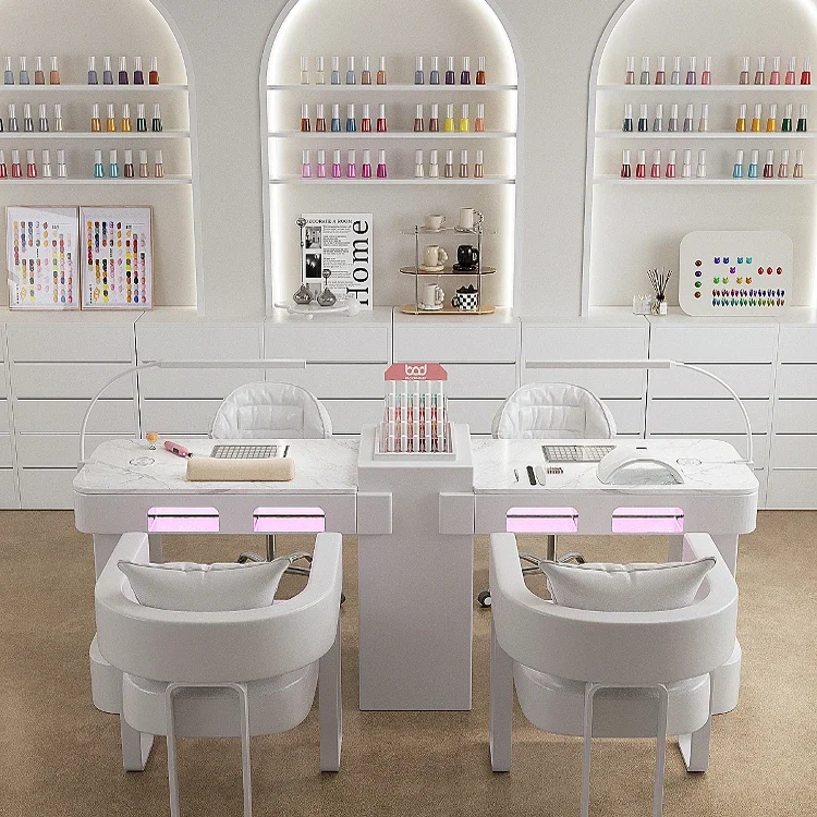สีขาวเล็บเล็บตาราง LED Light ฝุ่น Beauty Salon ตาราง Professional ความงามเฟอร์นิเจอร์ Onglerie Professionnel