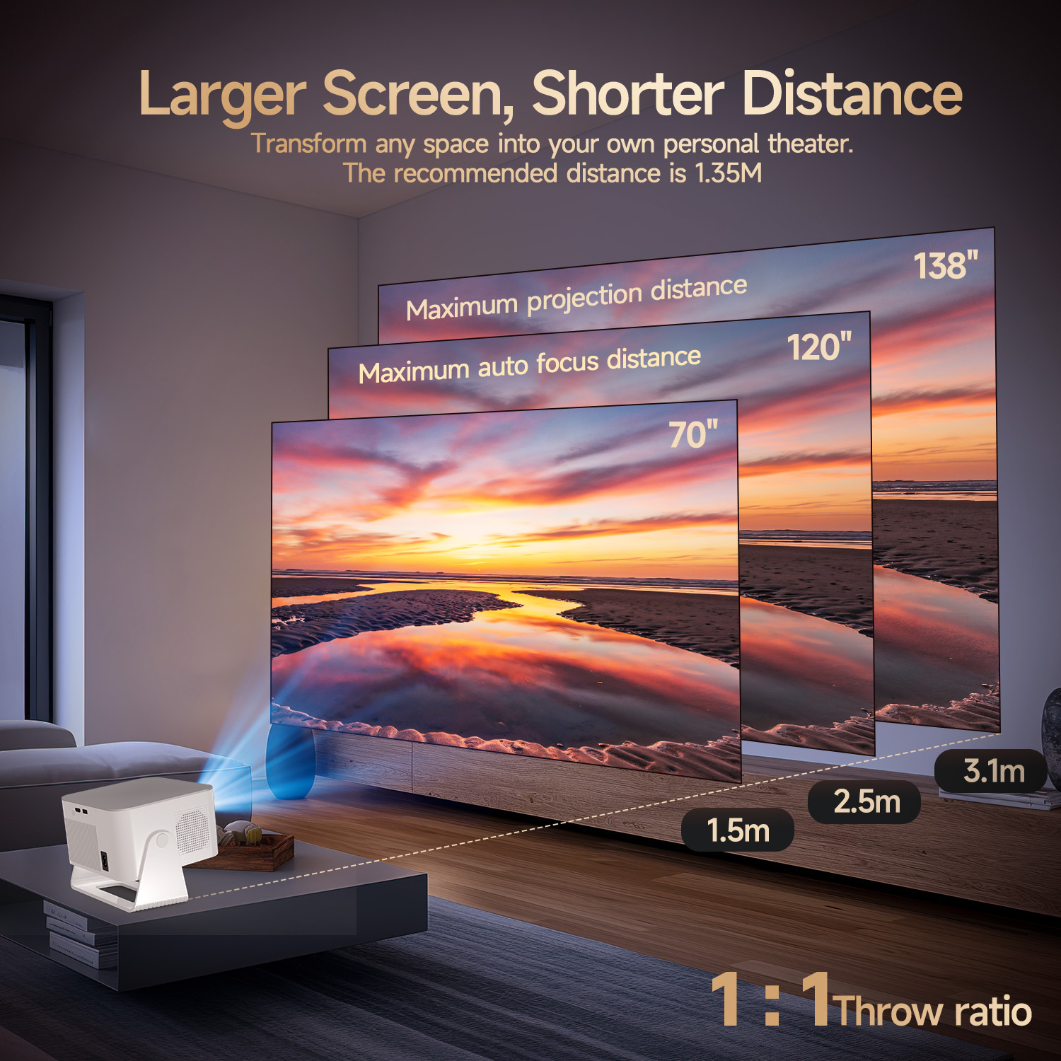 Magcubic Auto Focus Android14 4K Projector 900ANSI 8K Native 1080P HY350Max With Wifi6 BT5.4 16G Allwinner H726 Portable Outdoor