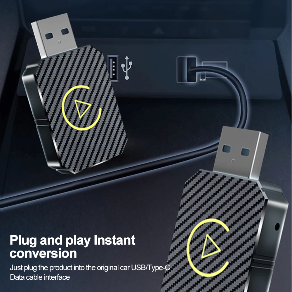2 em 1 sem fio carplay android adaptador automático mini caixa com fio para plug and play sem fio 5ghz wifi tipo-c/usb para toyota vw peugeot