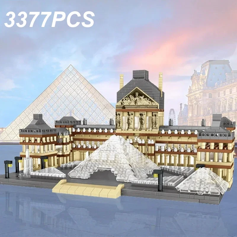 3377PCS Louvre Model Building Blocks World Famous Attractions Architectural Model Bricks Desktop Decoration Kids Toys Gifts
