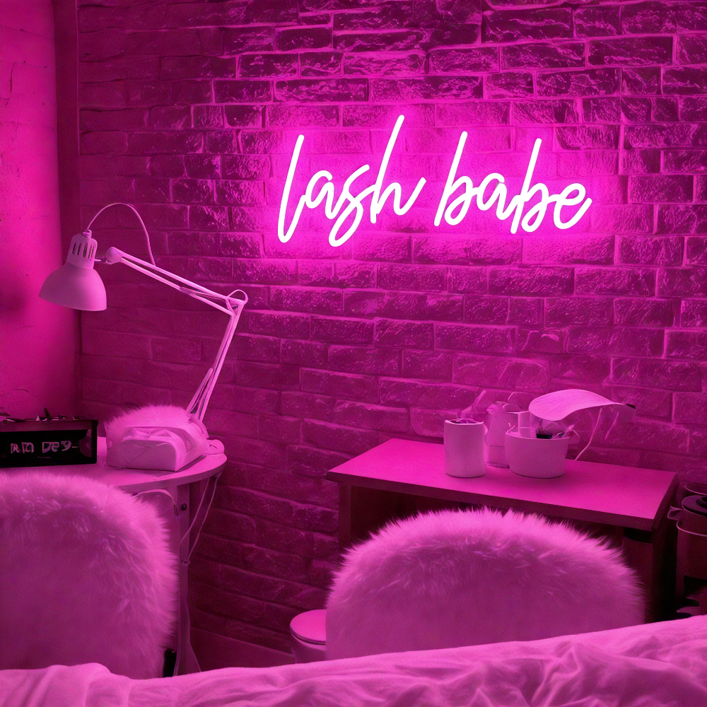 Lash babe sinal de néon decoração da parede do quarto néon led sinal de néon logotipo do negócio loja de beleza led sinal de luz de néon para cabelo prego chicote salão de beleza