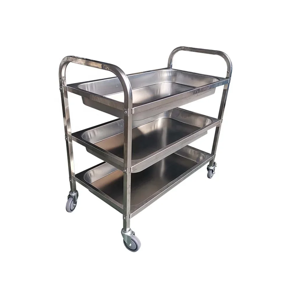 経済的なプラスチックトロリーステンレス鋼丸管バッファロー機器としての 3 層コレクショントロリーを手頃な価格で