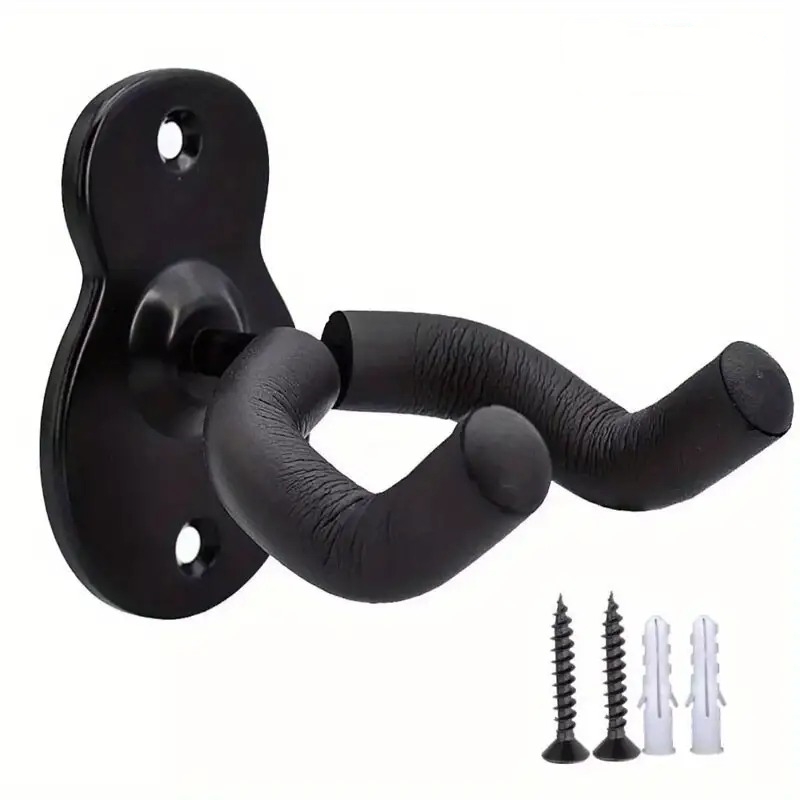 Cabide de guitarra de montagem na parede – Gancho acolchoado de espuma antiderrapante ajustável para elétrico/acústico/baixo/ukulele/violino, fácil instalação