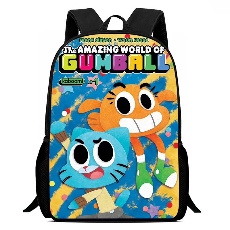 Nylon Backpack The Amazing World of Gumball Print School Bag for Boys Girls Children Backpack with Cartoon  Softback and Durable