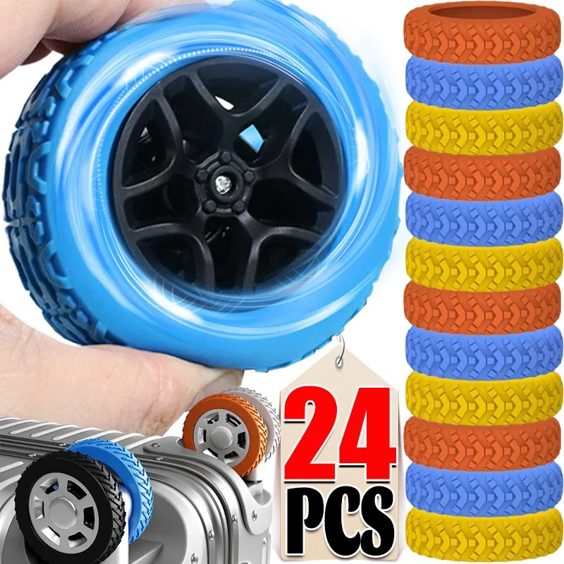 1/24Pcs Luggage Wheels Protector Silicone Wheels Caster Shoes Travel Luggage Suitcase Reduce Noise Wheel Guard Cover Accessories