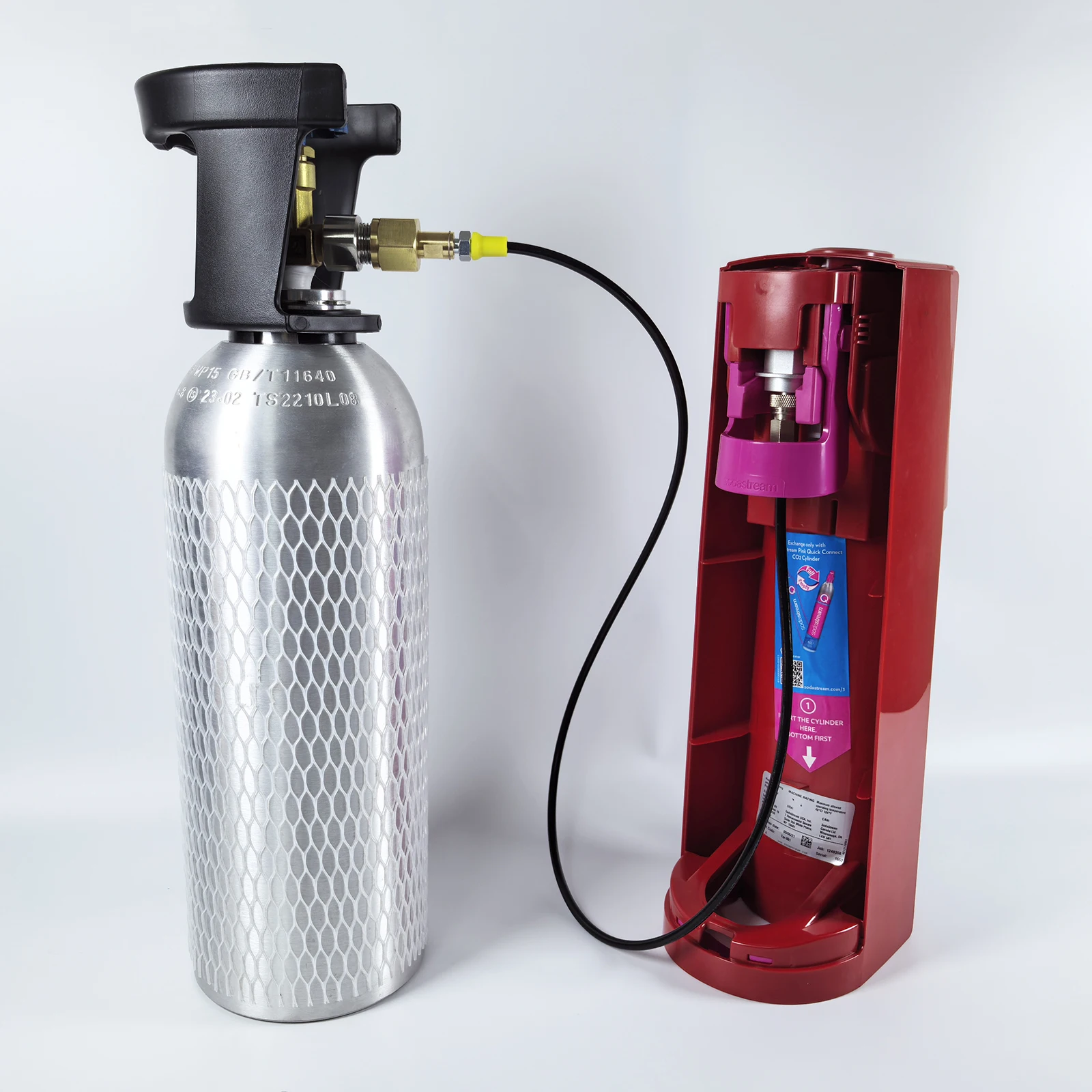 Terra DUO Art To CO2 Tank Cylinder Adapter Kit Soda Water Maker Accessories with Quick Disconnect Connector W21.8-14 G3/4 CGA320