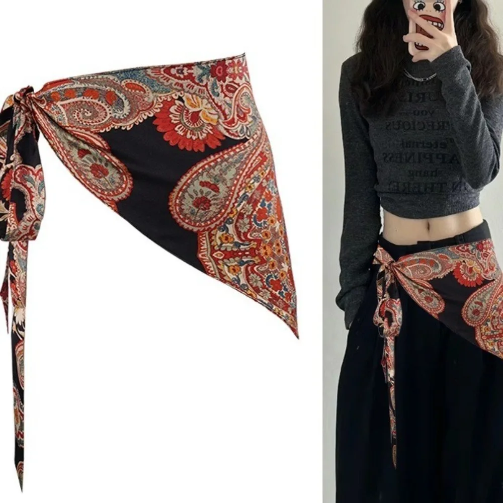 Cinturón Triangular de estilo étnico, decoración de pantalones vaqueros de estilo chino, cinturón Triangular Floral, accesorios de ropa, cinturón Triangular