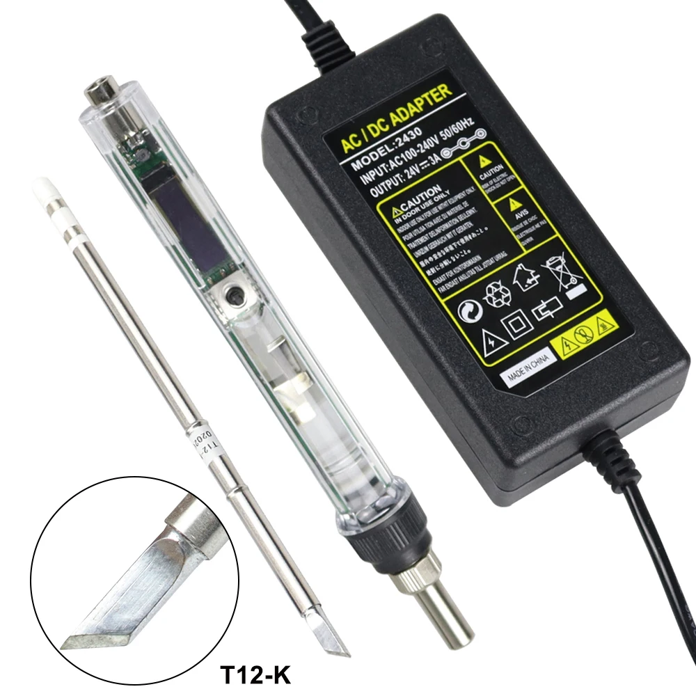 Kit de soldador eléctrico T12 DC 12-24V 72W temperatura ajustable Mini herramientas de estación de soldadura OLED Digital no SH72