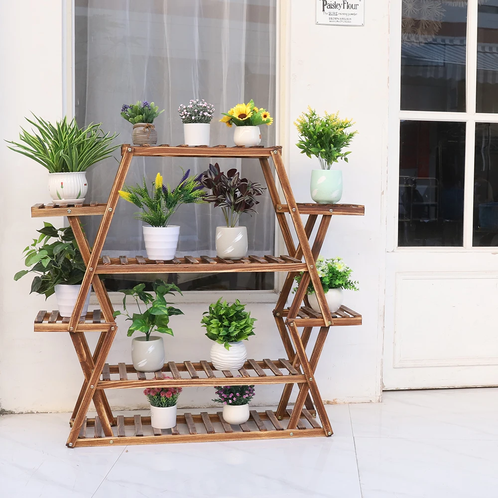 Scaffale per bonsai con supporto per piante in legno a più livelli extra large per interni ed esterni