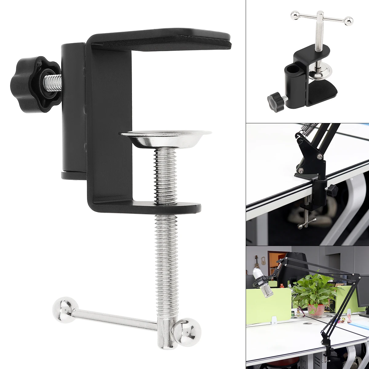 Universal Lamp Bracket Clamp LED Light Accessories DIY Fixed Screw Desk Lamp Holder Clip for Broadcast Microphone