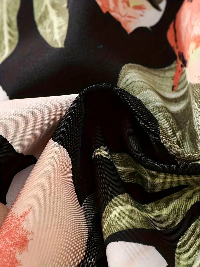 Floral Pants Spring and Summer Thin High Waist Slim Ice Silk Stretch Floral straight-leg Women's Pants