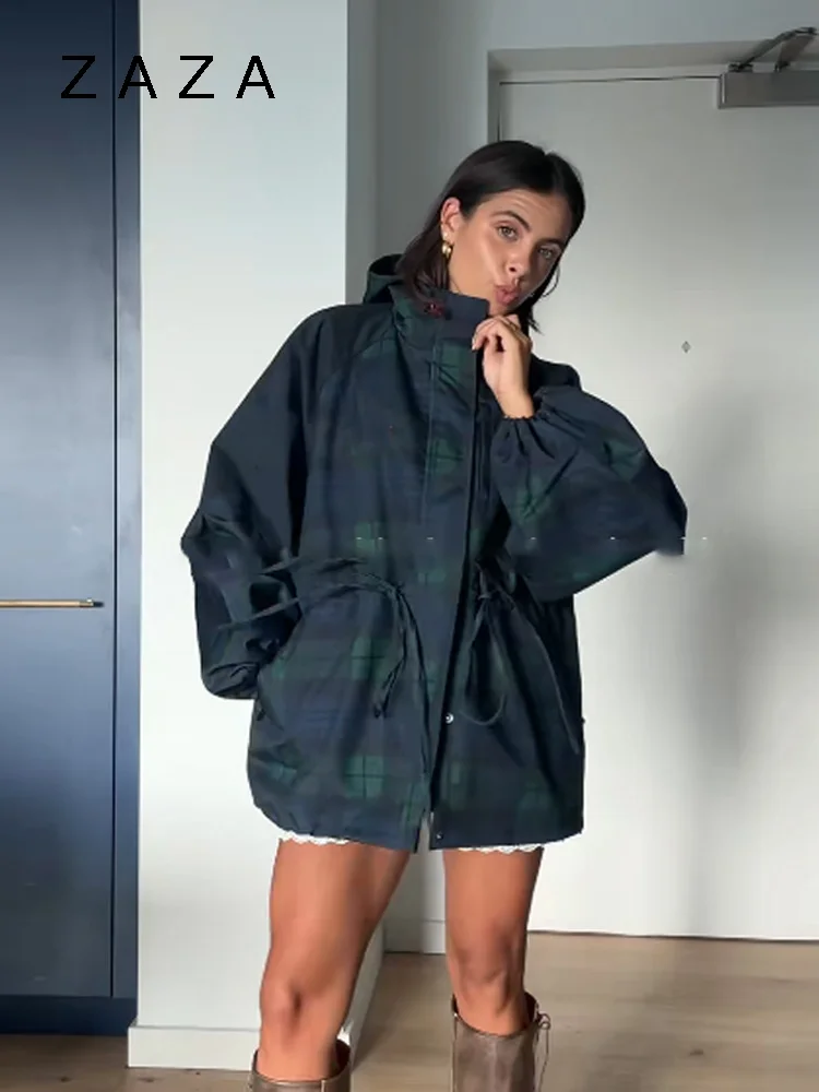 Mulheres vintage grade solta jaqueta oversize solto gola casaco de manga longa com capuz rendas até outwears 2025 nova senhora streetwears
