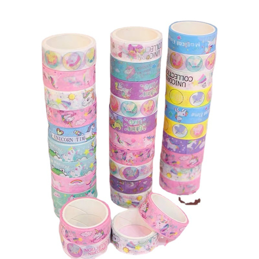 和紙テープ ユニコーン 10 個 Cinta Washitape セットかわいい韓国文具かわいい Fita Adhesiva ステッカーマスキングテープ 3 メートル装飾