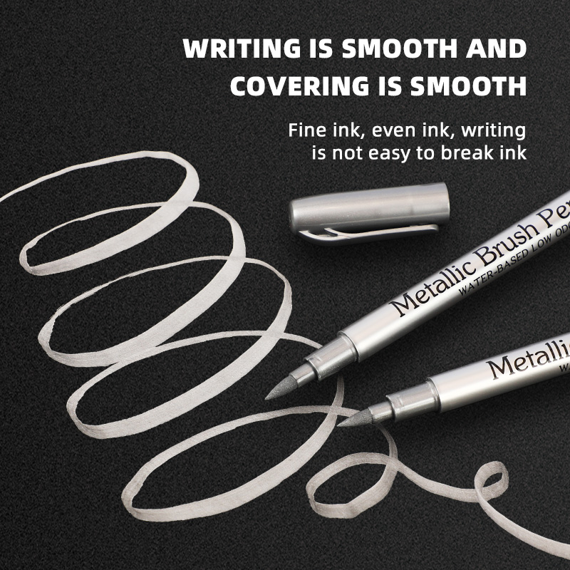 1/3 個ブラシメタリックマーカーペンセットゴールドシルバーホワイトアートマーカーアーティストイラスト工芸品スクラップブッキング生地