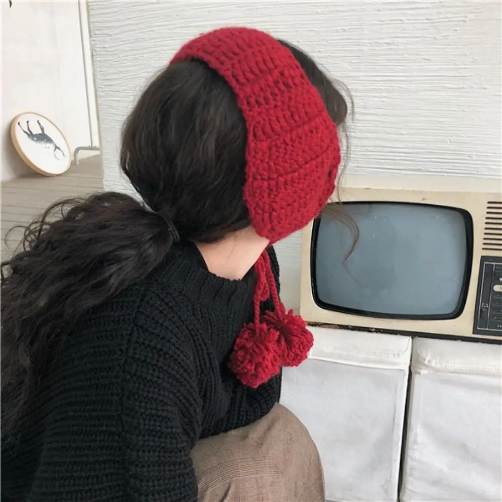 Orejeras de felpa Y2k de estilo coreano hechas a mano, orejeras gruesas suaves y cálidas de punto JK, Color sólido, a prueba de viento, cubierta para las orejas de invierno para niña