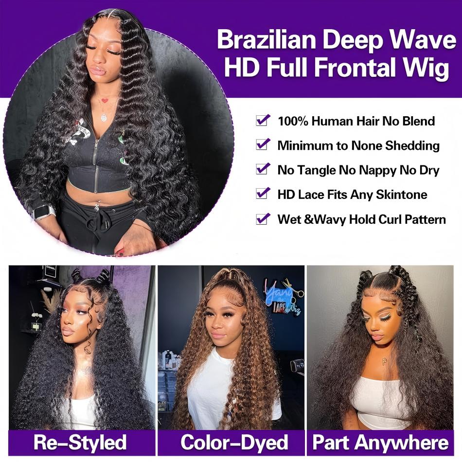 Onda profunda perucas de cabelo humano 13x6 hd peruca frontal do laço onda de água perucas dianteiras do laço encaracolado perucas brasileiras 200 densidade 40 Polegada para mulher