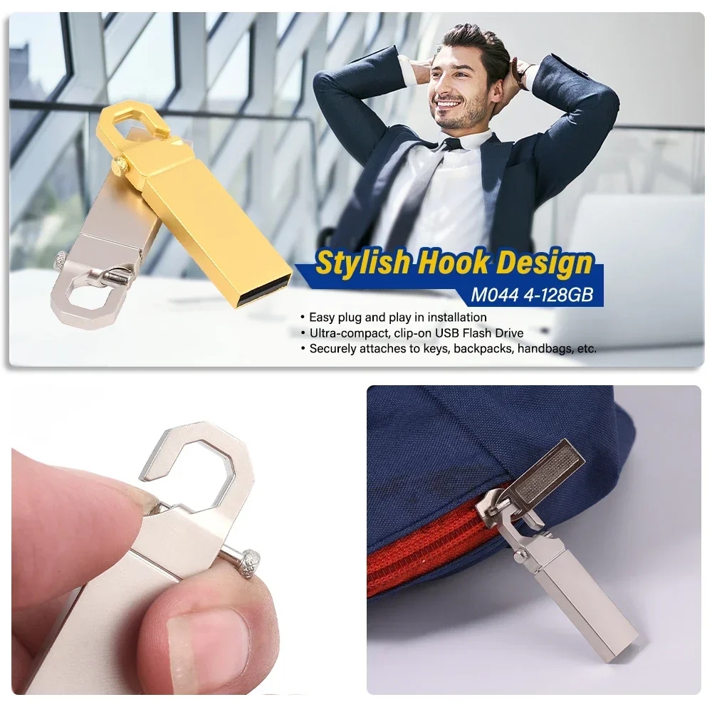 JASTER Free Custom Logo USB Flash Drive 128GB Metal Memory Stick 64GB  100% Real Capacity Pen Drive 32GB Portable U Disk 16GB