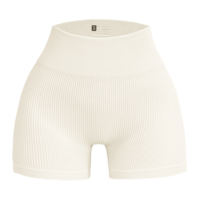 High-waisted Yoga Pant For Women, Designed To Lift And Shape, Tight-fitting With Solid Color And Ribbed Texture, Sports Shorts