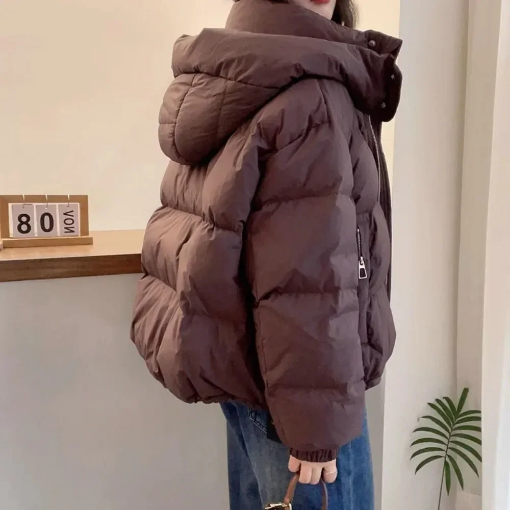 Veste Parkas à la mode coréenne pour femme, manteaux courts amples à capuche épais et chauds en coton rembourré, nouvelle collection automne-hiver 2024