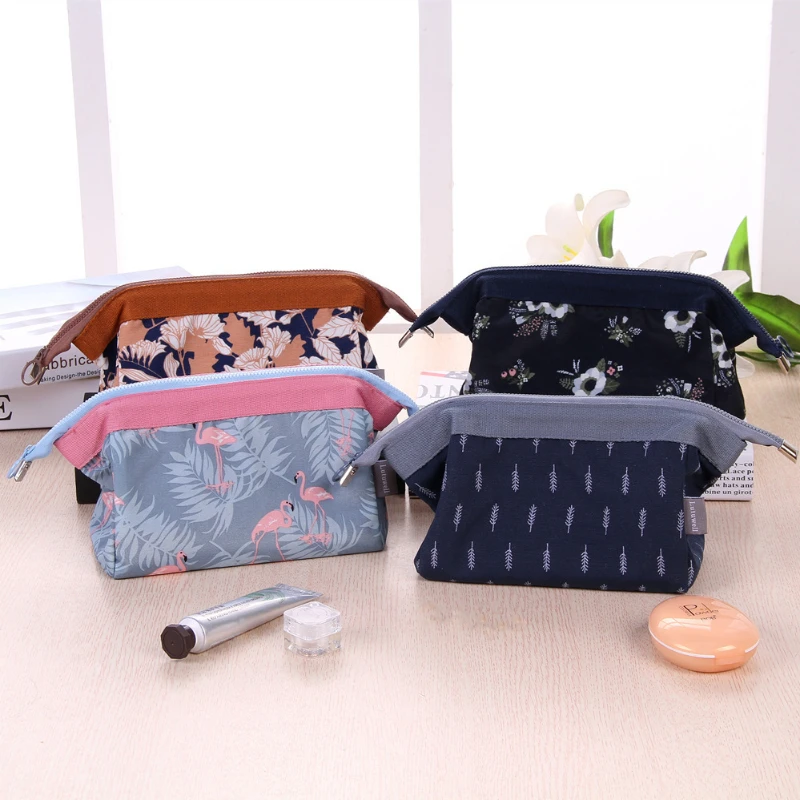 Wasserdichte Make-up-Tasche aus Segeltuch, kleine tragbare Make-up-Tasche, tragbare Reise-Make-up-Tasche, einfache Aufbewahrungstasche mit großer Kapazität
