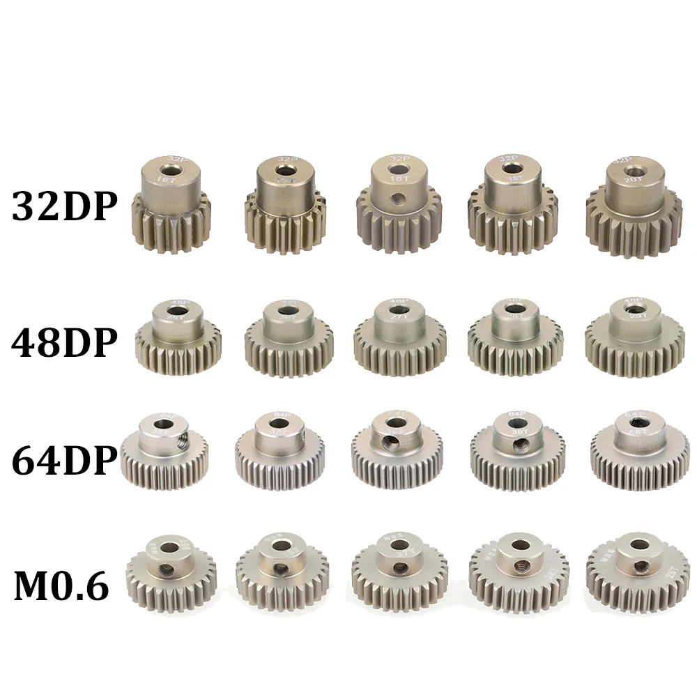 SURPASS HOBBY 5PCS 3.175mm SHAFT โลหะ Pinion มอเตอร์เกียร์ 32DP 48DP 64DP M0.6 M0.8 สําหรับ 1/10 1/8 RC รถ 3650 3660 Traxxas