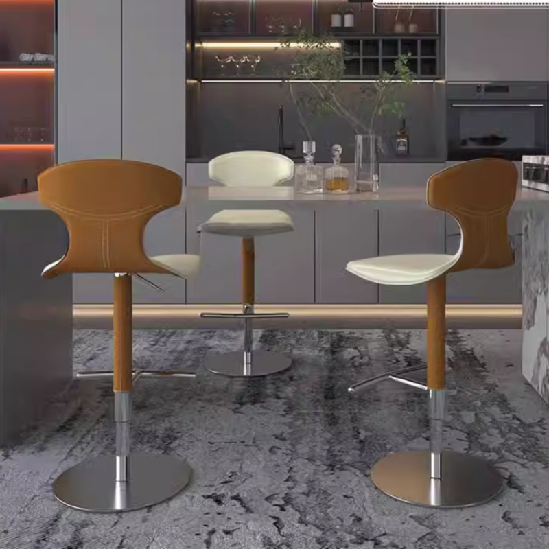 Designer minimalista bancos de bar moderno lounge marrom confortável cadeiras de barra giratória alta branco taburete cocina móveis para casa