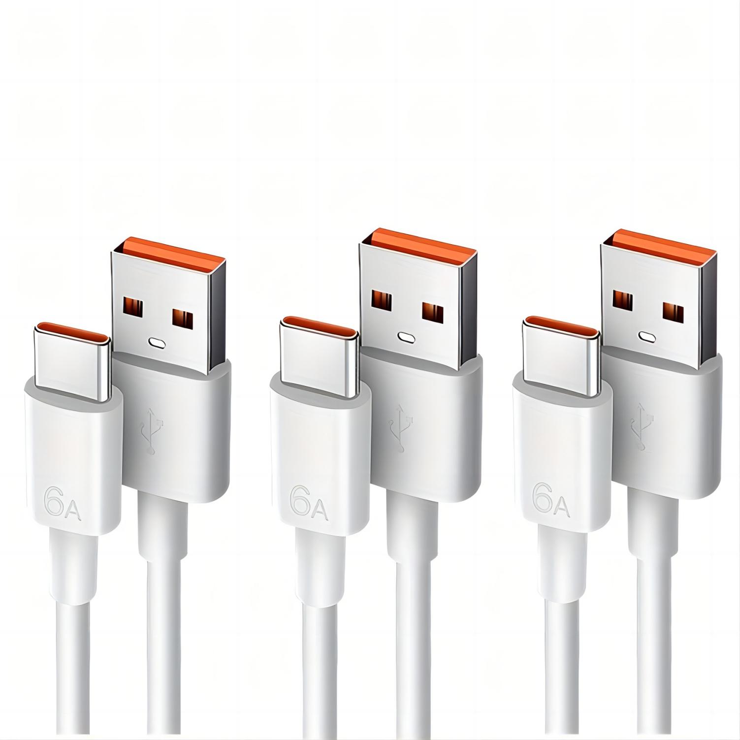 1 m langes USB A auf Typ C Schnellladekabel für Telefon, Tablet, PC – 3er-Pack