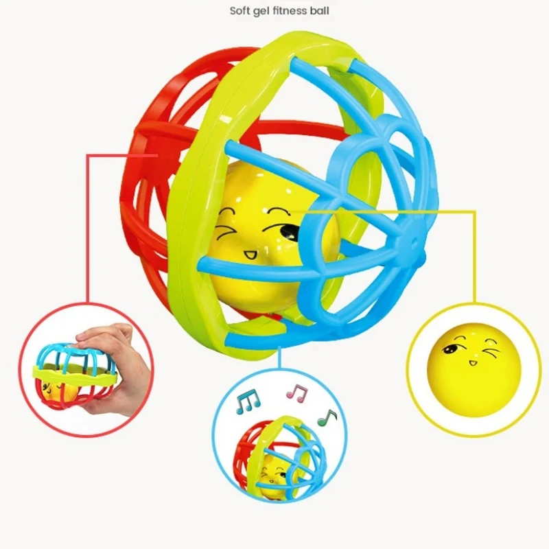 ​ ​ Brinquedo de chocalho sensorial infantil, brinquedo de desenvolvimento de fácil aderência para bebês, mordedor educacional montessori para recém-nascidos ​