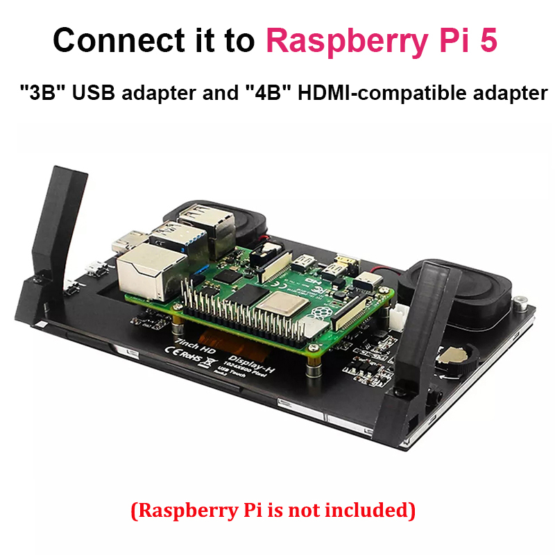 Raspberry Pi 5, 7,0-дюймовый IPS сенсорный ЖК-дисплей, модуль 1024X600, HDMI-совместимый мини-ПК, портативный монитор для RPI 3B + 4B ZERO